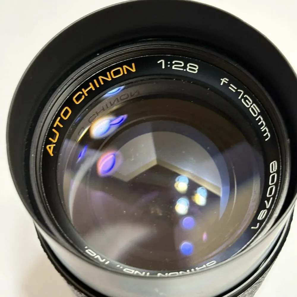 Auto Chinon 1:28 f=135mm Japan 28mm f2.8 Auto Lens Camera with Case